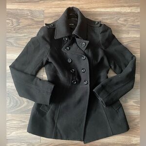 Jacob Black Double-Breasted Wool Pea Coat